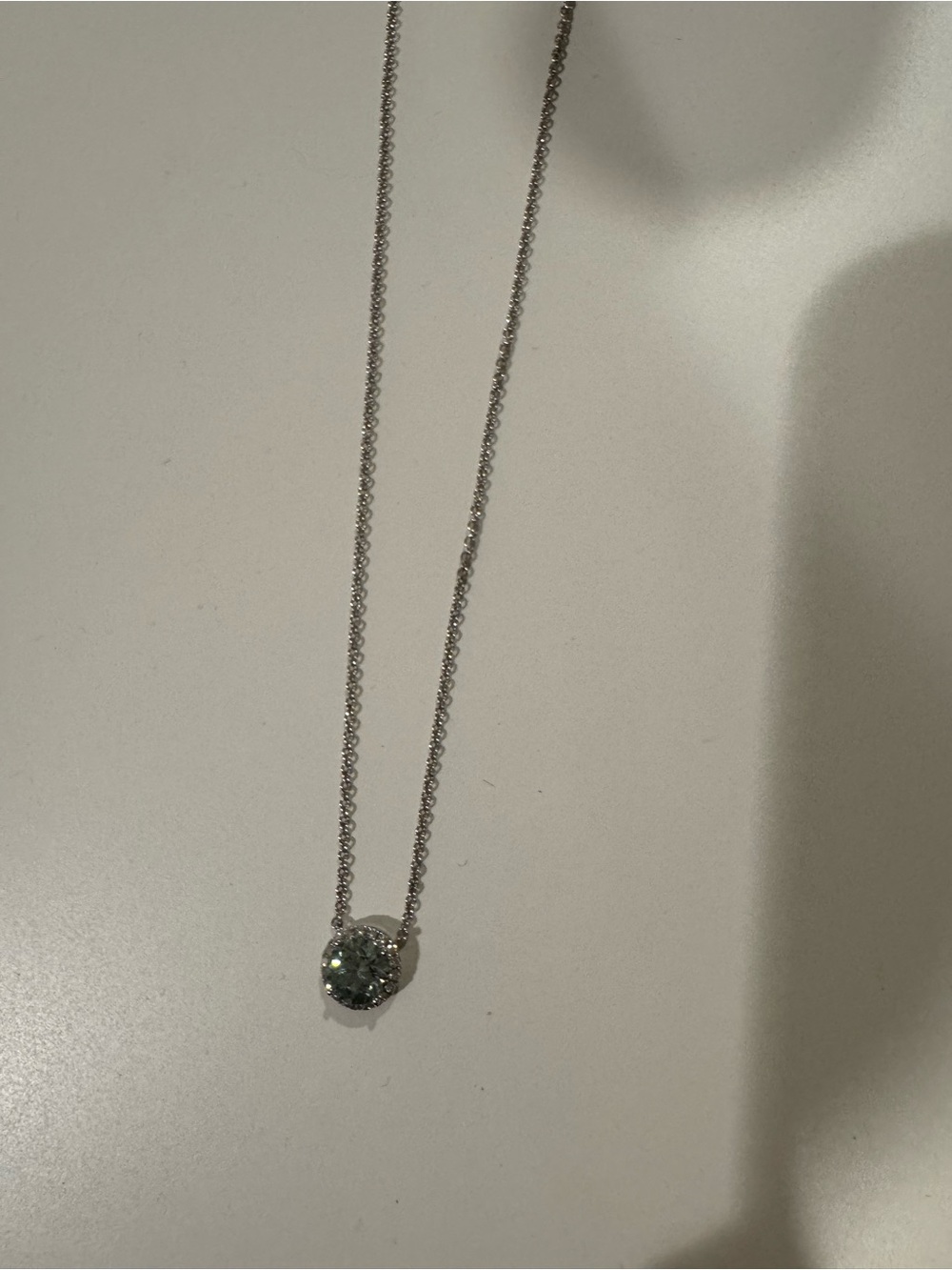 Lightbox Blue diamond halo pendant necklace 14k white gold 2ct